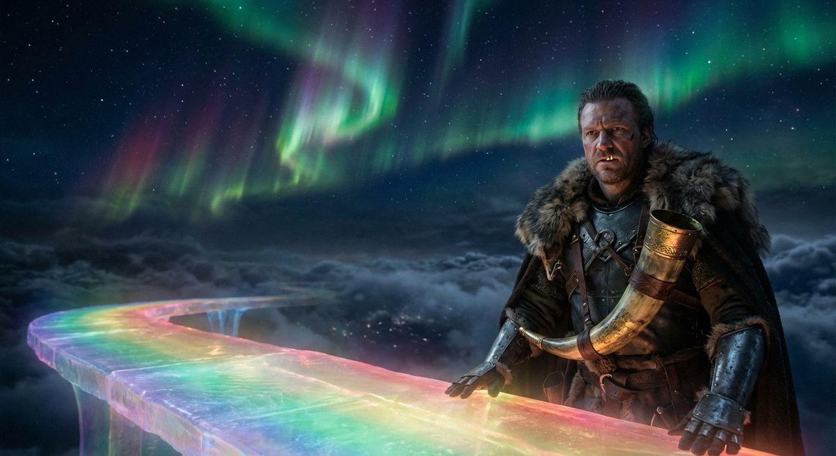 Heimdall der Wächter an der Bifröst-Brücke