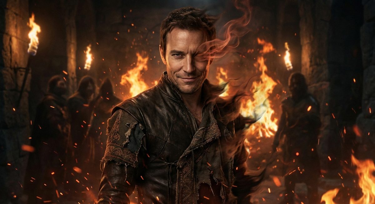 Loki der Trickster im Feuerschein