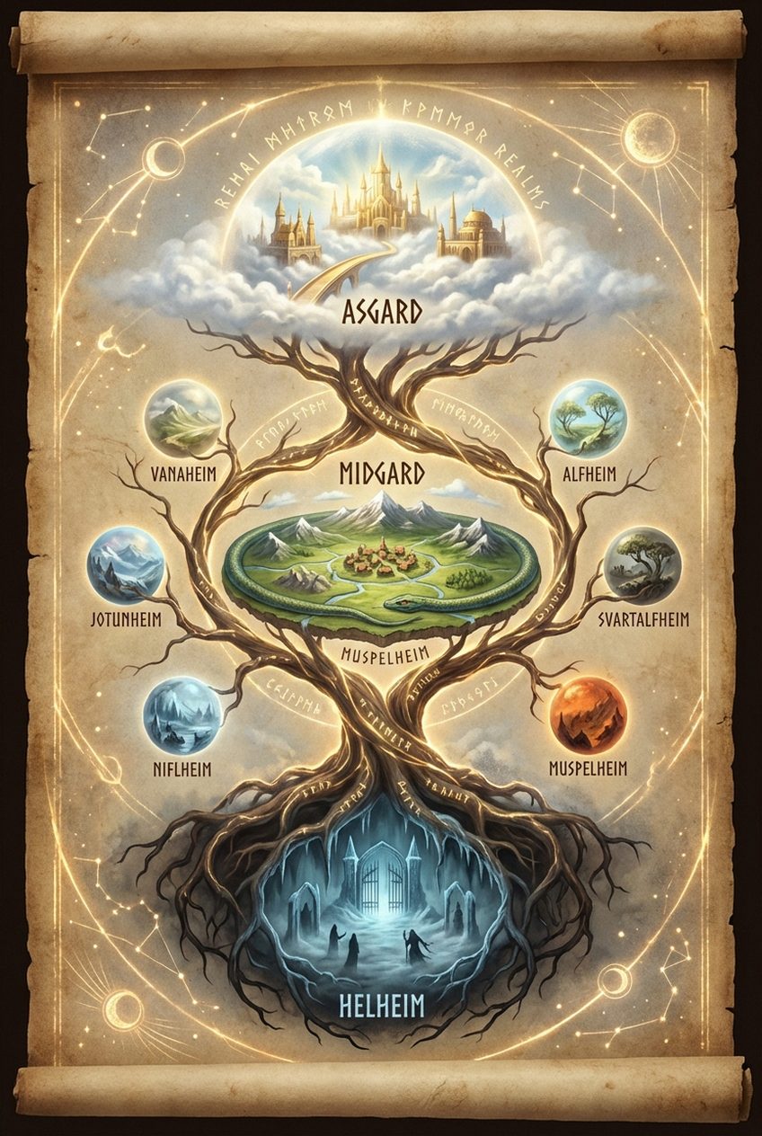 Die neun Welten der nordischen Mythologie