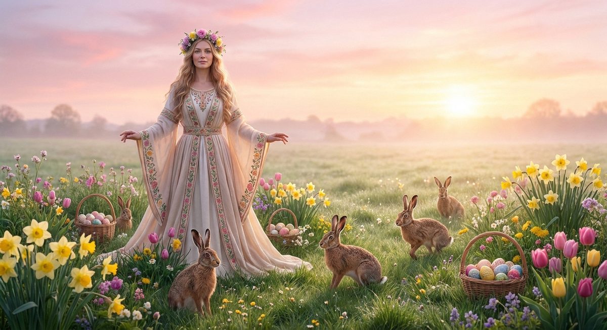 Ostara die Frühlingsgöttin mit Hasen