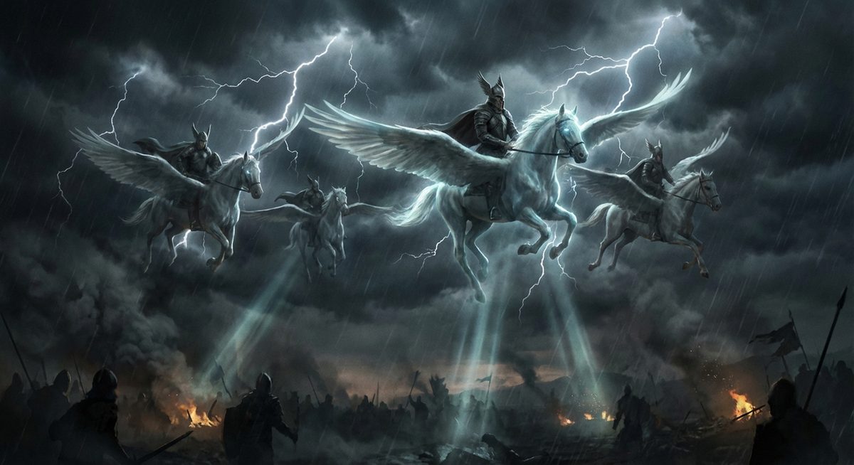 Walküren reiten durch den Sturm